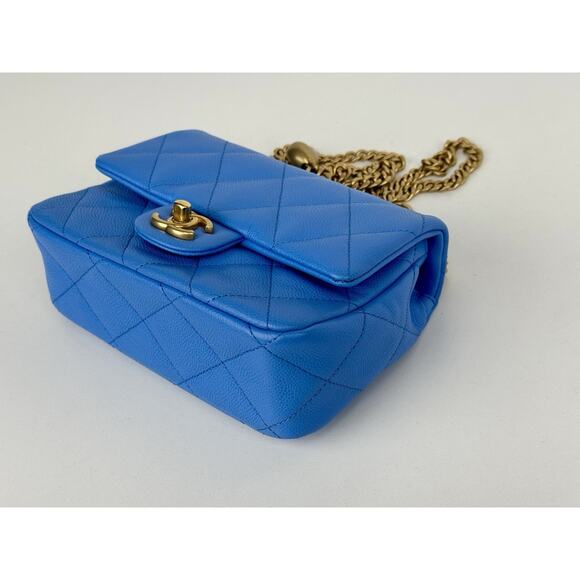 Chanel Mini Heart Chain Flap Bag Blue Caviar Leather D-7 - Picture 8 of 16